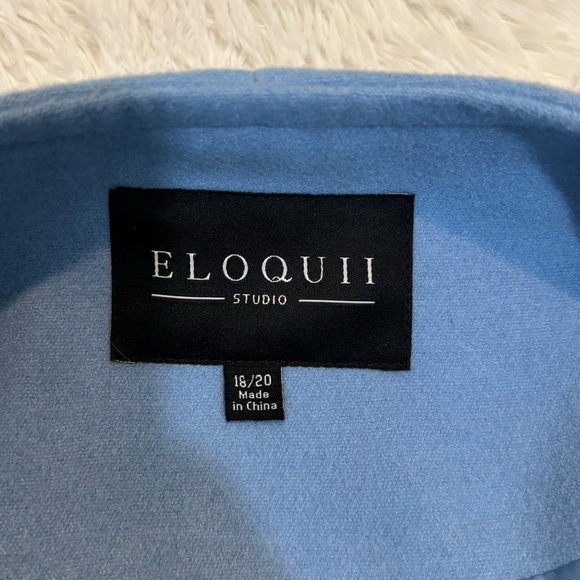 Eloquii Baby Blue Knee Length Belted Trench Coat Size 18/20 - Picture 9 of 11